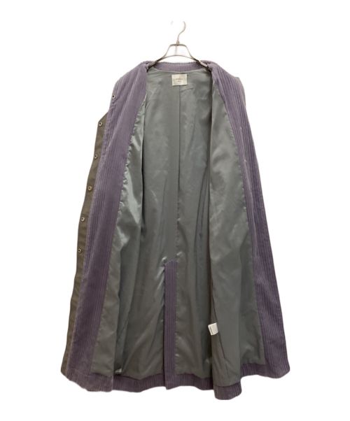 Ameri（アメリ）Ameri (アメリ) コーデュロイコート　フェイクレザー　切り替え　アシンメトリー パープル サイズ:Sの古着・服飾アイテム