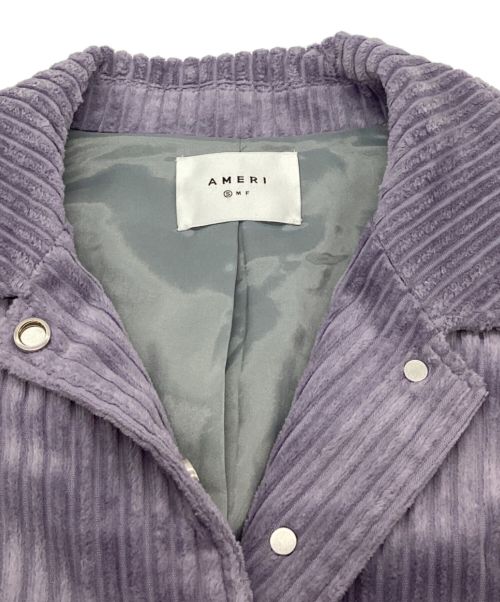 Ameri（アメリ）Ameri (アメリ) コーデュロイコート　フェイクレザー　切り替え　アシンメトリー パープル サイズ:Sの古着・服飾アイテム