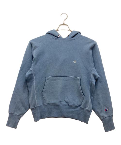 Champion REVERSE WEAVE（チャンピオン リバース ウィーブ）Champion REVERSE WEAVE (チャンピオン リバース ウィーブ) 90S パーカー　ワンポイント刺繍　USA製 ブルー サイズ:MEDIUMの古着・服飾アイテム
