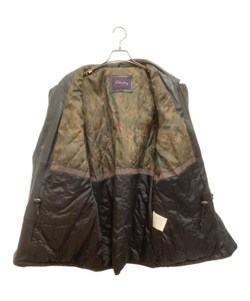 LOLDANTHONY（ロードアンソニー）LOLDANTHONY (ロードアンソニー) 裏地総柄ラムレザーコート　中綿 ブラック サイズ:Mの古着・服飾アイテム