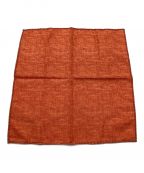 BRUNELLO CUCINELLIブルネロクチネリ）の古着「シルクコットンポケットチーフ　無地　ステッチ　縁取り」｜オレンジ