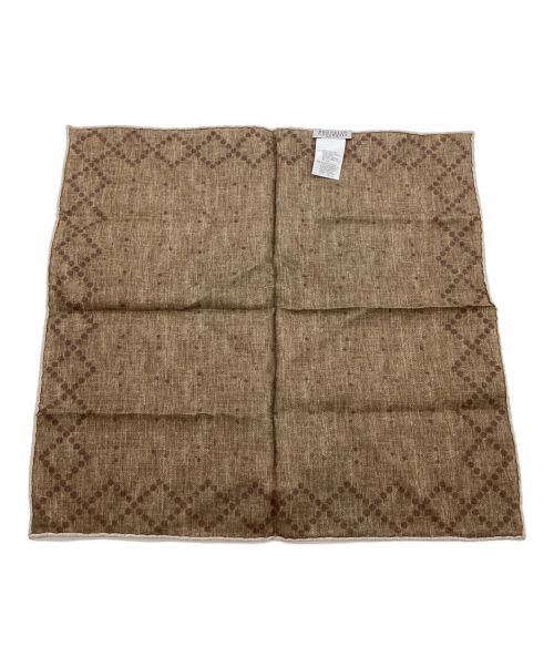BRUNELLO CUCINELLI（ブルネロクチネリ）BRUNELLO CUCINELLI (ブルネロクチネリ) シルクコットン総柄ポケットチーフ　ドット ベージュの古着・服飾アイテム