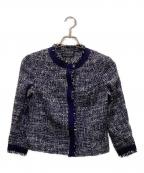 BROOKS BROTHERSブルックスブラザーズ）の古着「ノーカラーツイードジャケット」｜ネイビー