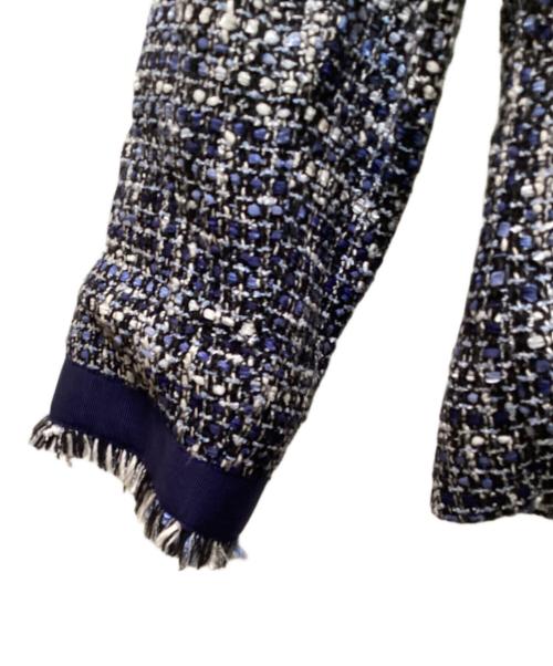 BROOKS BROTHERS（ブルックスブラザーズ）BROOKS BROTHERS (ブルックスブラザーズ) ノーカラーツイードジャケット ネイビー サイズ:XSの古着・服飾アイテム