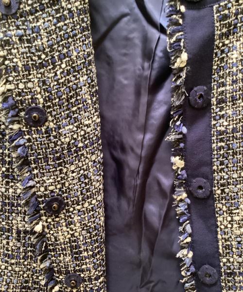 BROOKS BROTHERS（ブルックスブラザーズ）BROOKS BROTHERS (ブルックスブラザーズ) ノーカラーツイードジャケット ネイビー サイズ:XSの古着・服飾アイテム