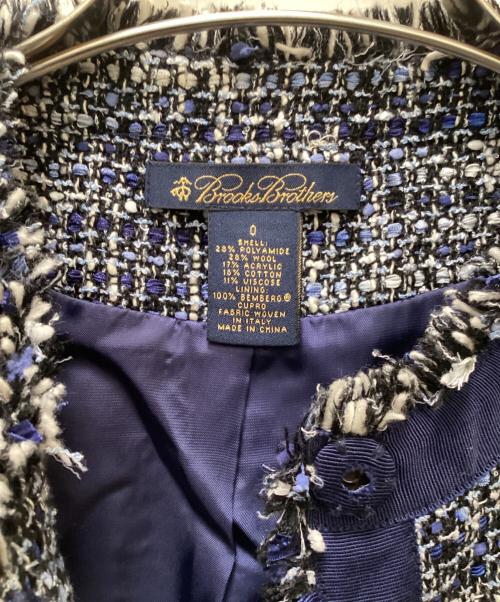 BROOKS BROTHERS（ブルックスブラザーズ）BROOKS BROTHERS (ブルックスブラザーズ) ノーカラーツイードジャケット ネイビー サイズ:XSの古着・服飾アイテム