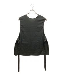 BEARDSLEY（ビアズリー）の古着「麻調合繊ベスト　クルーネック　バックV　サイドオープン」｜ブラック