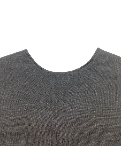 BEARDSLEY（ビアズリー）BEARDSLEY (ビアズリー) 麻調合繊ベスト　クルーネック　バックV　サイドオープン ブラック サイズ:Fの古着・服飾アイテム