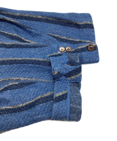 45R（フォーティファイブ・アール）45R (フォーティーファイブアール) 藍染ストライプニットテーラードジャケット　コットン インディゴ サイズ:5の古着・服飾アイテム