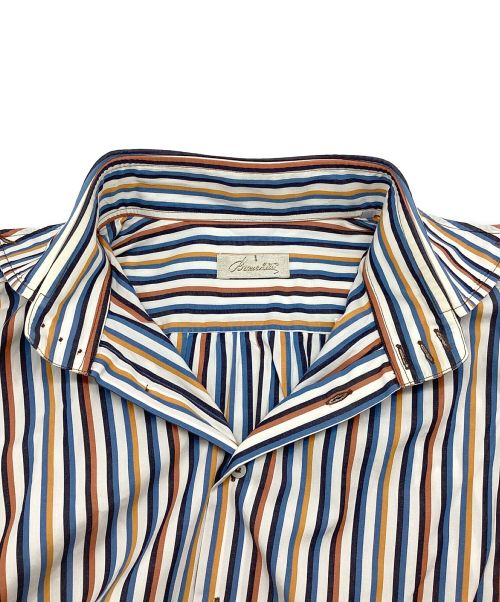 Stefano Branchini（ステファノ・ブランキーニ）Stefano Branchini (ステファノ・ブランキーニ) ストライプシャツ　マルチストライプ　コットン ブルー×オレンジ サイズ:43の古着・服飾アイテム