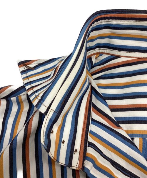 Stefano Branchini（ステファノ・ブランキーニ）Stefano Branchini (ステファノ・ブランキーニ) ストライプシャツ　マルチストライプ　コットン ブルー×オレンジ サイズ:43の古着・服飾アイテム