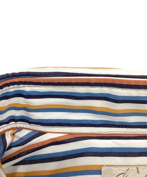 Stefano Branchini（ステファノ・ブランキーニ）Stefano Branchini (ステファノ・ブランキーニ) ストライプシャツ　マルチストライプ　コットン ブルー×オレンジ サイズ:43の古着・服飾アイテム