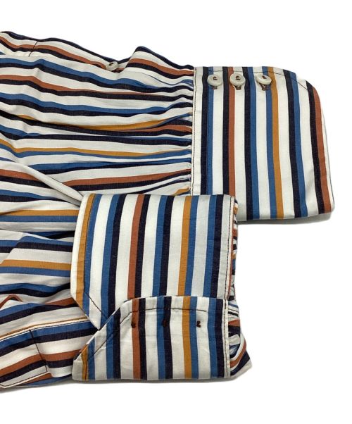 Stefano Branchini（ステファノ・ブランキーニ）Stefano Branchini (ステファノ・ブランキーニ) ストライプシャツ　マルチストライプ　コットン ブルー×オレンジ サイズ:43の古着・服飾アイテム