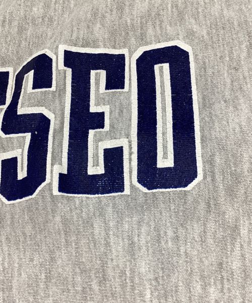 Champion REVERSE WEAVE（チャンピオン リバース ウィーブ）Champion REVERSE WEAVE (チャンピオンリバースウィーブ) クルーネックスウェット　90s前期　刺繍タグ　USA製  グレー サイズ:LARGEの古着・服飾アイテム