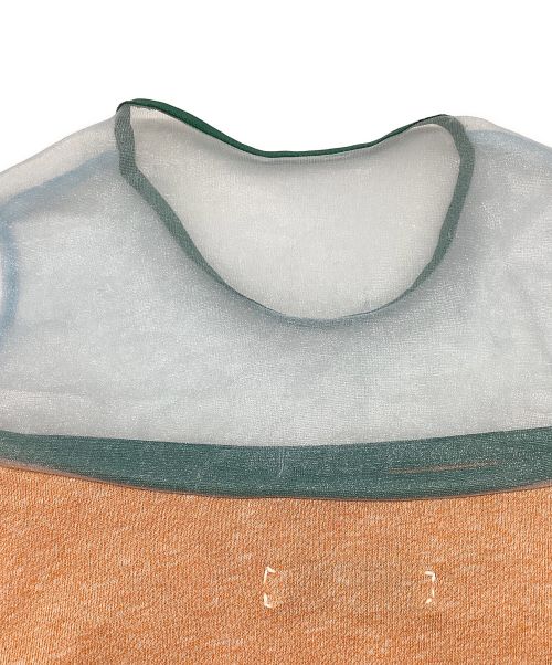 NON TOKYO（ノントーキョー）NON TOKYO (ノントーキョー) リメイクリンガーTシャツ　オーガンジー　ボートネック　プリント　コットン オレンジ サイズ:表記なし（実寸サイズをご参照ください）の古着・服飾アイテム