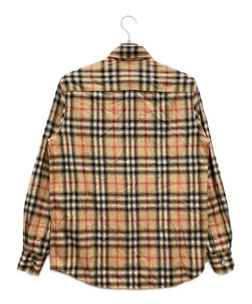 BURBERRY LONDON（バーバリーロンドン）BURBERRY LONDON (バーバリーロンドン) ノヴァチェックフランネルシャツ　ロゴ刺繍　コットン ベージュ サイズ:XSの古着・服飾アイテム