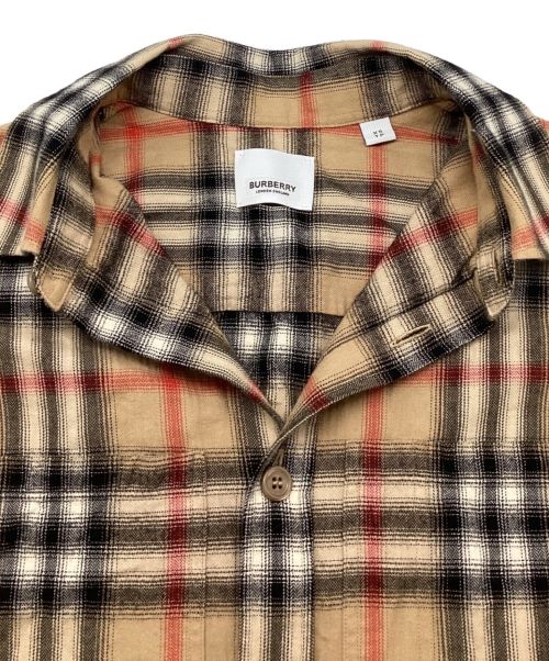 BURBERRY LONDON（バーバリーロンドン）BURBERRY LONDON (バーバリーロンドン) ノヴァチェックフランネルシャツ　ロゴ刺繍　コットン ベージュ サイズ:XSの古着・服飾アイテム
