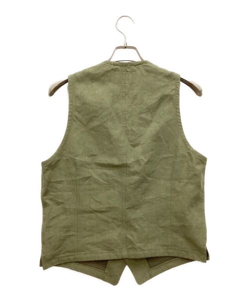 NIGEL CABOURN（ナイジェルケーボン）NIGEL CABOURN (ナイジェルケーボン) リネンベスト　Vネック　ボタン オリーブ サイズ:46の古着・服飾アイテム