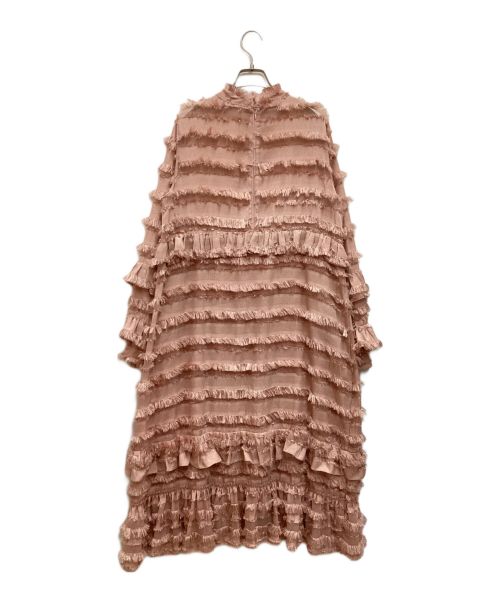 Sister Jane（シスタージェーン）Sister Jane (シスタージェーン) Ruffle Midi Dress / ラッフルミディドレス　ティアードロングワンピース　スタンドカラー　フリンジ　フリル ピンク サイズ:Sの古着・服飾アイテム