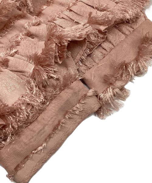 Sister Jane（シスタージェーン）Sister Jane (シスタージェーン) Ruffle Midi Dress / ラッフルミディドレス　ティアードロングワンピース　スタンドカラー　フリンジ　フリル ピンク サイズ:Sの古着・服飾アイテム