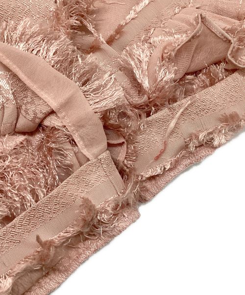 Sister Jane（シスタージェーン）Sister Jane (シスタージェーン) Ruffle Midi Dress / ラッフルミディドレス　ティアードロングワンピース　スタンドカラー　フリンジ　フリル ピンク サイズ:Sの古着・服飾アイテム