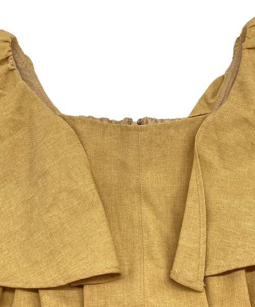 And Couture（アンドクチュール）And Couture (アンドクチュール) ウエストタックフリル袖ワンピース　リボン　フレア　ロング　マキシ イエロー サイズ:38の古着・服飾アイテム