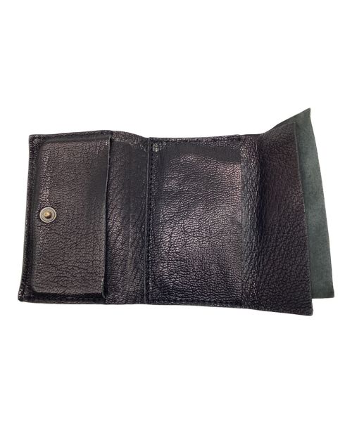 M+（エムピウ）m+ (エムピウ) レザーコンパクトウォレット ブラックの古着・服飾アイテム