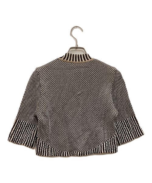 Mame Kurogouchi（マメクロゴウチ）Mame Kurogouchi (マメクロゴウチ) Spots Pattern Knitted Croped Top / スポット パターン ニット クロップド トップ 24SS ブラウン サイズ:1の古着・服飾アイテム