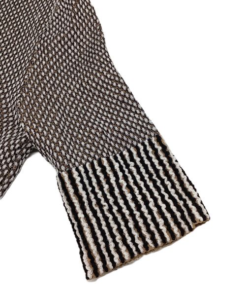Mame Kurogouchi（マメクロゴウチ）Mame Kurogouchi (マメクロゴウチ) Spots Pattern Knitted Croped Top / スポット パターン ニット クロップド トップ 24SS ブラウン サイズ:1の古着・服飾アイテム