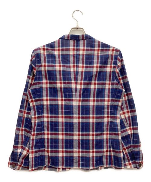 BURBERRY BLACK LABEL（バーバリーブラックレーベル）BURBERRY BLACK LABEL (バーバリーブラックレーベル) チェックシャツジャケット　コットン　リネン混　マドラスチェック ネイビー サイズ:Mの古着・服飾アイテム