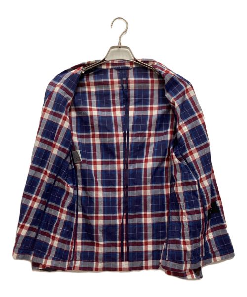 BURBERRY BLACK LABEL（バーバリーブラックレーベル）BURBERRY BLACK LABEL (バーバリーブラックレーベル) チェックシャツジャケット　コットン　リネン混　マドラスチェック ネイビー サイズ:Mの古着・服飾アイテム