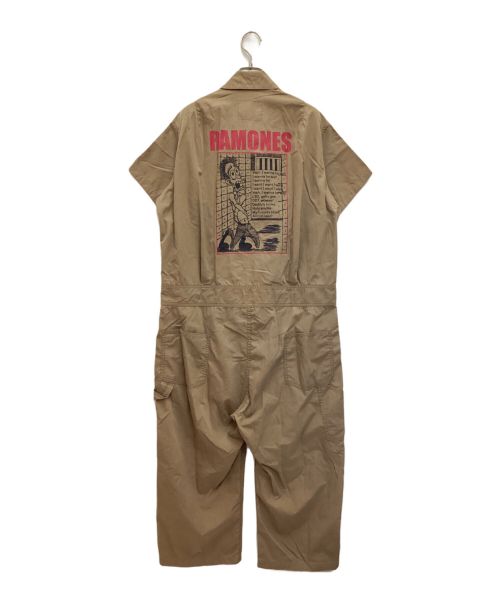 Hysteric Glamour（ヒステリックグラマー）Hysteric Glamour (ヒステリックグラマー) プリントジャンプスーツ　オーバーオール　つなぎ　RAMONES ブラウン サイズ:FREEの古着・服飾アイテム