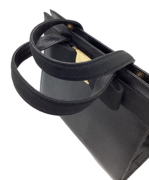 Salvatore Ferragamo（サルヴァトーレ フェラガモ）Salvatore Ferragamo (サルヴァトーレ フェラガモ) ヴァラリボンバッグ　ハンドバッグ　スクエア ブラックの古着・服飾アイテム
