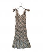 BURBERRY BLUE LABELバーバリーロンドンブルーレーベル）の古着「ノバチェックノースリーブワンピース」｜ベージュ