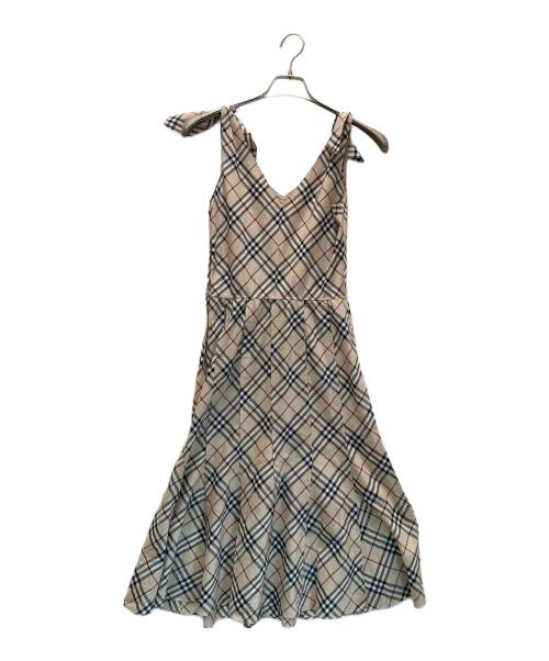 BURBERRY BLUE LABEL（バーバリーロンドンブルーレーベル）BURBERRY BLUE LABEL (バーバリーブルーレーベル) ノバチェックノースリーブワンピース ベージュ サイズ:36の古着・服飾アイテム