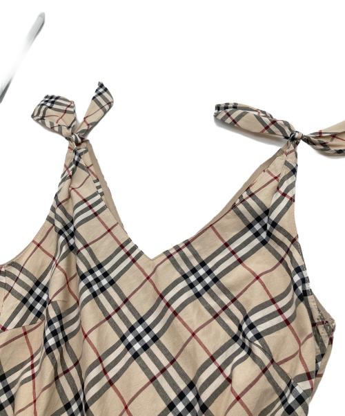 BURBERRY BLUE LABEL（バーバリーロンドンブルーレーベル）BURBERRY BLUE LABEL (バーバリーブルーレーベル) ノバチェックノースリーブワンピース ベージュ サイズ:36の古着・服飾アイテム