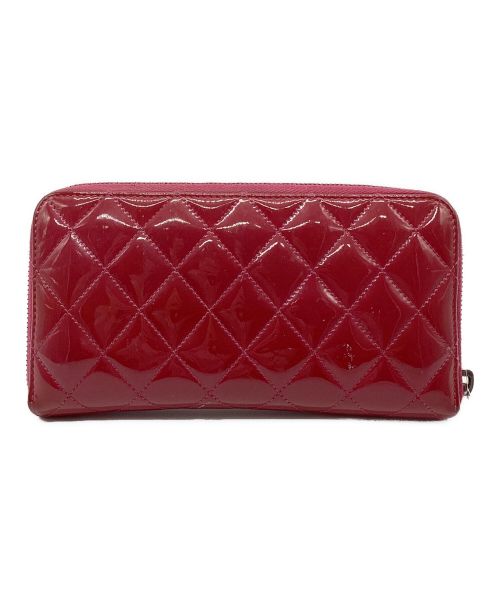 CHANEL（シャネル）CHANEL (シャネル) 長財布　ブリリアントマトラッセ　キルティング　エナメル　ラウンドジップ ピンクの古着・服飾アイテム