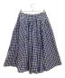 45R (フォーティーファイブアール) チェック インドガーゼリネンのスカート　ロング　フレア ブルー サイズ:-：26000円
