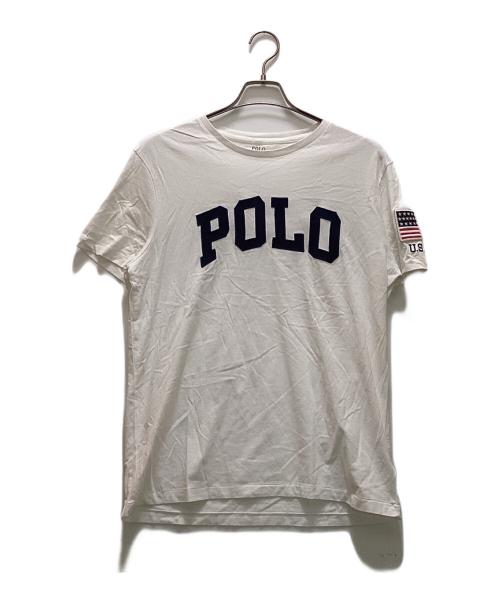 POLO RALPH LAUREN（ポロ・ラルフローレン）POLO RALPH LAUREN (ポロ・ラルフローレン) アーチロゴTシャツ ホワイト×ネイビー サイズ:Mの古着・服飾アイテム