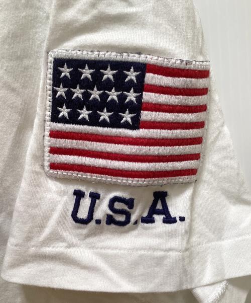 POLO RALPH LAUREN（ポロ・ラルフローレン）POLO RALPH LAUREN (ポロ・ラルフローレン) アーチロゴTシャツ ホワイト×ネイビー サイズ:Mの古着・服飾アイテム