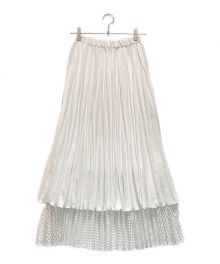 UN3D.（アンスリード）の古着「メッシュオリガミプリーツスカート　ロング　マキシ　21AW」｜ホワイト
