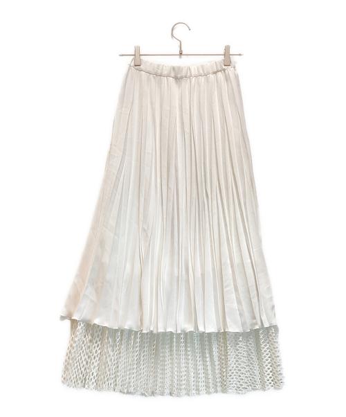 UN3D.（アンスリード）UN3D. (アンスリード) メッシュオリガミプリーツスカート　ロング　マキシ　21AW ホワイト サイズ:36の古着・服飾アイテム