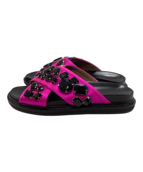 MARNI（マルニ）MARNI (マルニ) クロスストラップビジューサンダル ピンク サイズ:23.5の古着・服飾アイテム