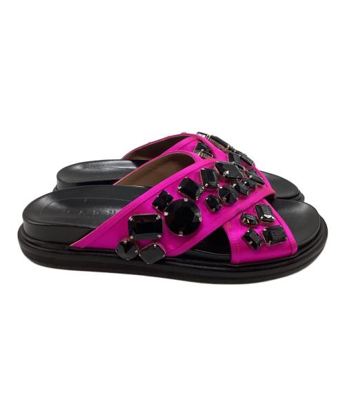 MARNI（マルニ）MARNI (マルニ) クロスストラップビジューサンダル ピンク サイズ:23.5の古着・服飾アイテム