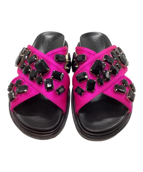 MARNI（マルニ）MARNI (マルニ) クロスストラップビジューサンダル ピンク サイズ:23.5の古着・服飾アイテム