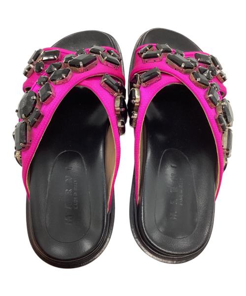 MARNI（マルニ）MARNI (マルニ) クロスストラップビジューサンダル ピンク サイズ:23.5の古着・服飾アイテム