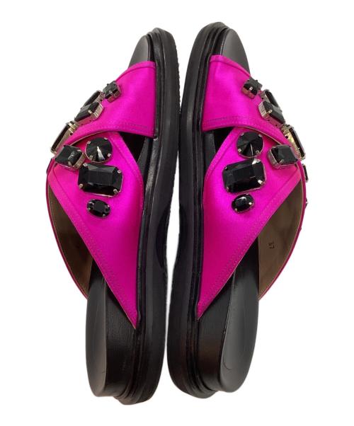 MARNI（マルニ）MARNI (マルニ) クロスストラップビジューサンダル ピンク サイズ:23.5の古着・服飾アイテム