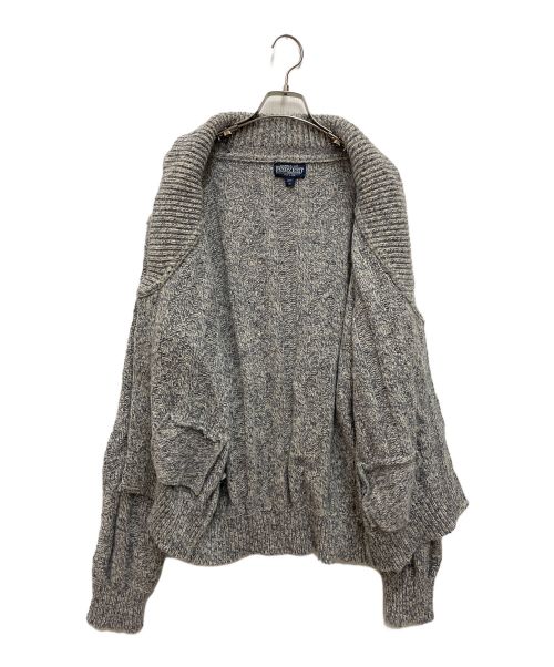 LAND'S END（ランズエンド）LAND'S END (ランズエンド) エルボーパッチショールカラーカーディガン　USA製 グレー サイズ:SIZE Mの古着・服飾アイテム