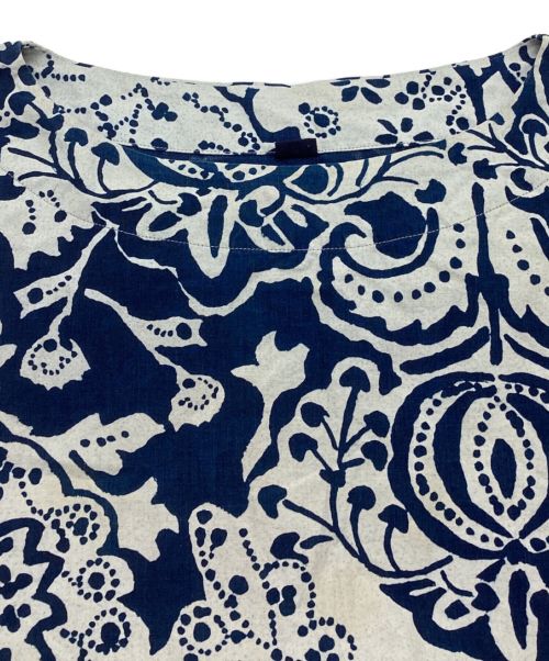 45R（フォーティファイブ・アール）45R (フォーティーファイブアール) 抜染インディゴワンピース　総柄　コットン インディゴの古着・服飾アイテム