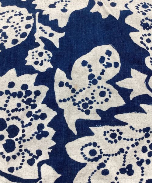 45R（フォーティファイブ・アール）45R (フォーティーファイブアール) 抜染インディゴワンピース　総柄　コットン インディゴの古着・服飾アイテム